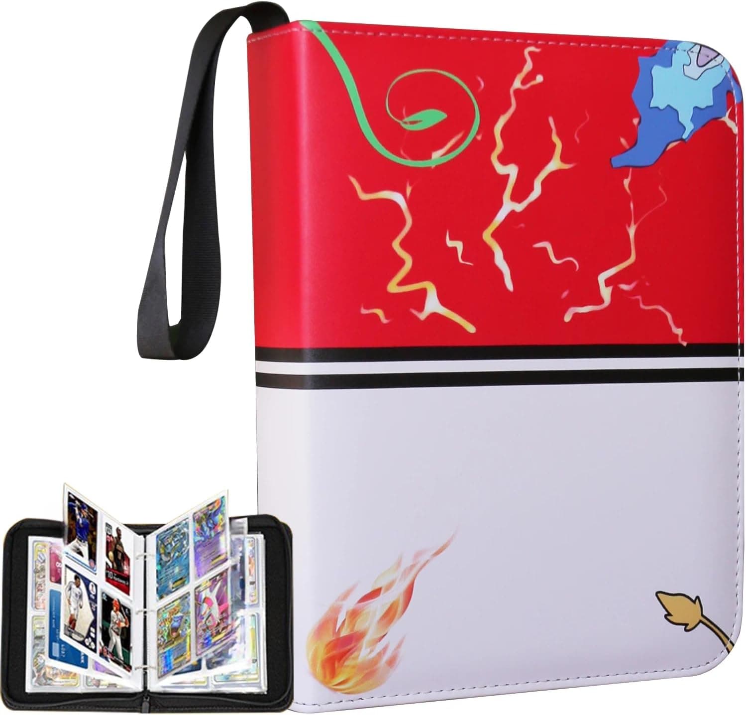 Trading Card Binder 4-Pocket with 400-Card Capacity, Durable PU Leather Cover, Side-Loading Sleeves and Protective Zipper Closure for Collectors — 1 of 5