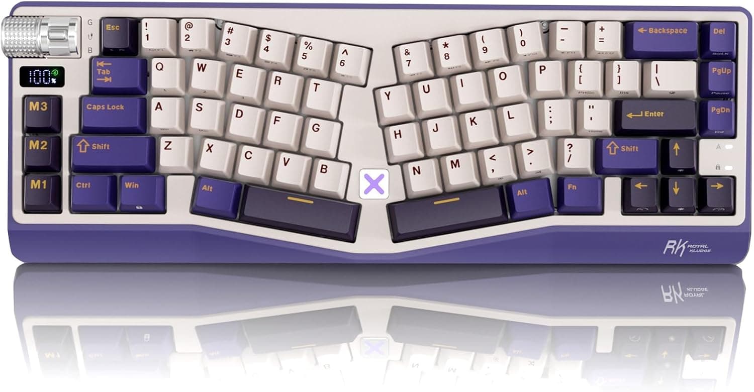 A70 Wireless Ergonomic 65% Alice Split Mechanical Keyboard with Dual-Mode Connectivity, PBT Keycaps and Sculpted Comfort Design