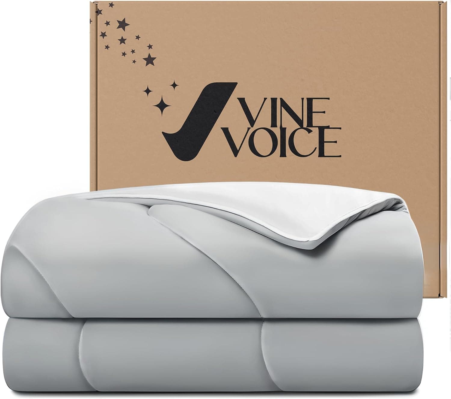 Cooling Comforter Queen 90x90 Silver Gray Lightweight Breathable Fabric for Hot Sleepers Night Sweats Dual-Sided Temperature Regulating Bedding