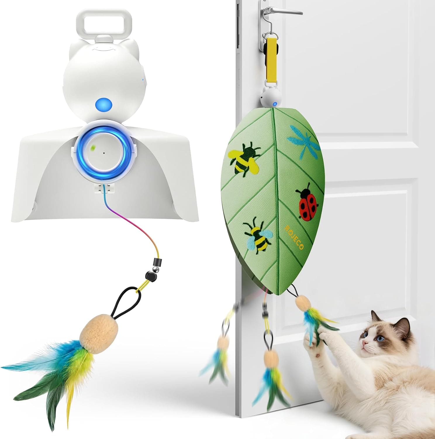 Interactive Automatic Feather & Mouse Door Hanging Cat Toy with Adjustable Stretch Cord, Engaging Motion and Safe Indoor Play for Cats — 1 of 5