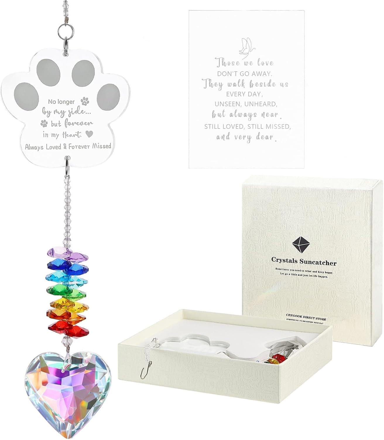 K9 Pet Memorial Crystal Suncatcher with Sparkling Rainbow Prism Effects, Remembrance Window Hanging Ornament and Loving Tribute Keepsake for Dogs