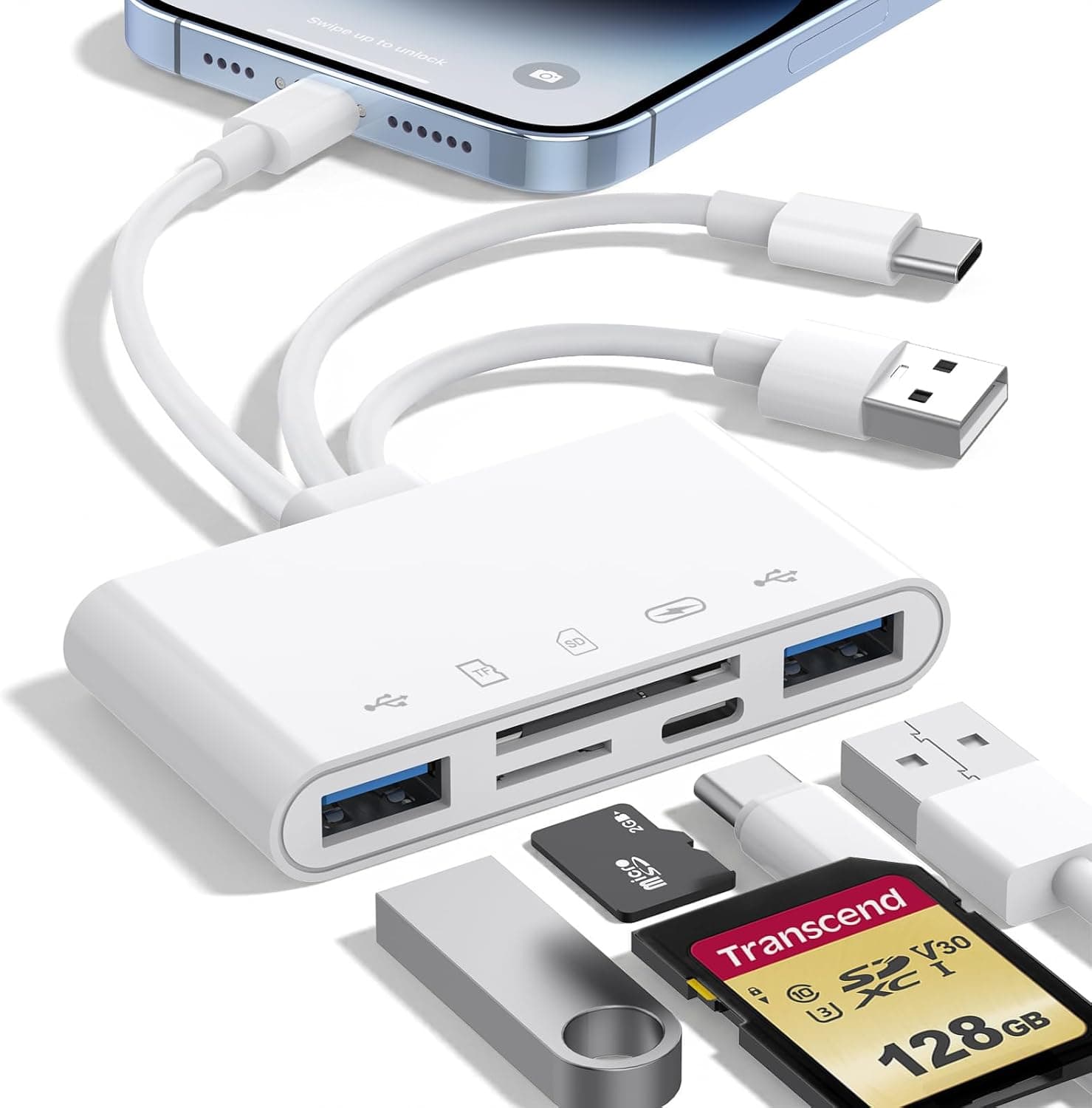 5-in-1 Memory Card Reader and USB OTG Adapter with High-Speed Data Transfer, Compact Portable Design, Universal Device Compatibility and — 1 of 5