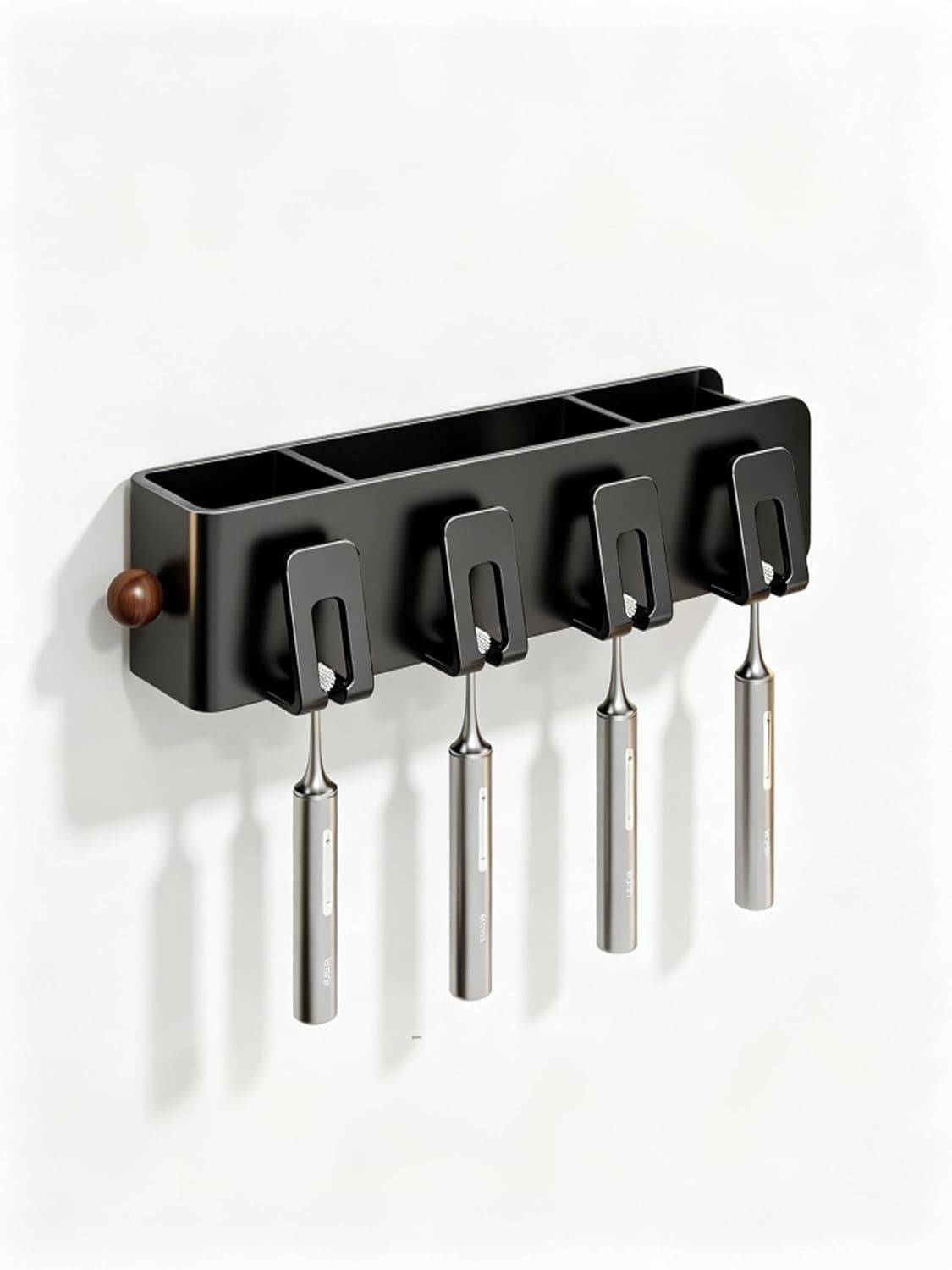 Wall-Mounted 4-Slot Toothbrush Holder with Automated Dispensers, Space-Saving Design and Easy Adhesive Installation for Modern Bathrooms — 1 of 5
