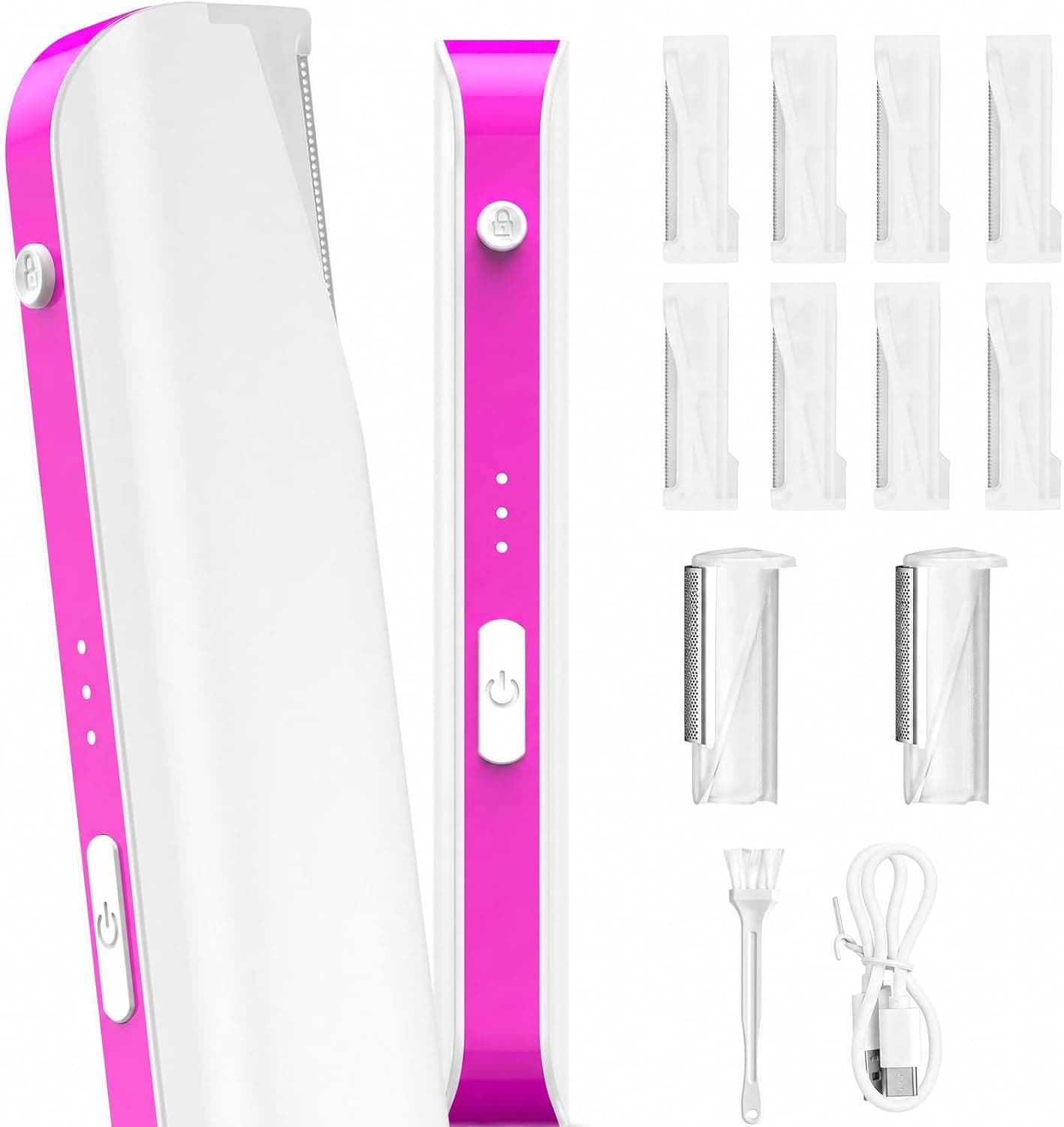 Sonic Dermaplane Razor for Women Facial Hair Removal and Exfoliation Tool with LED Light, Gentle Blades, USB Rechargeable Battery and Extra Heads