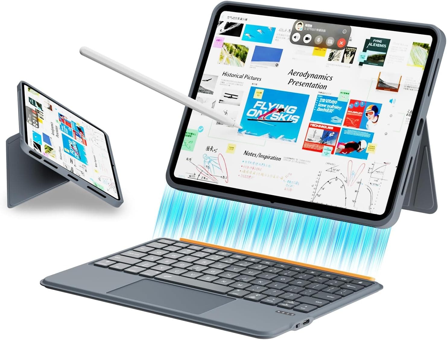 Magnetic iPad Case with Keyboard and Stylus Pen featuring Responsive Precision Trackpad, 7-Color Backlit Keys and Adjustable Viewing Angles — 1 of 5