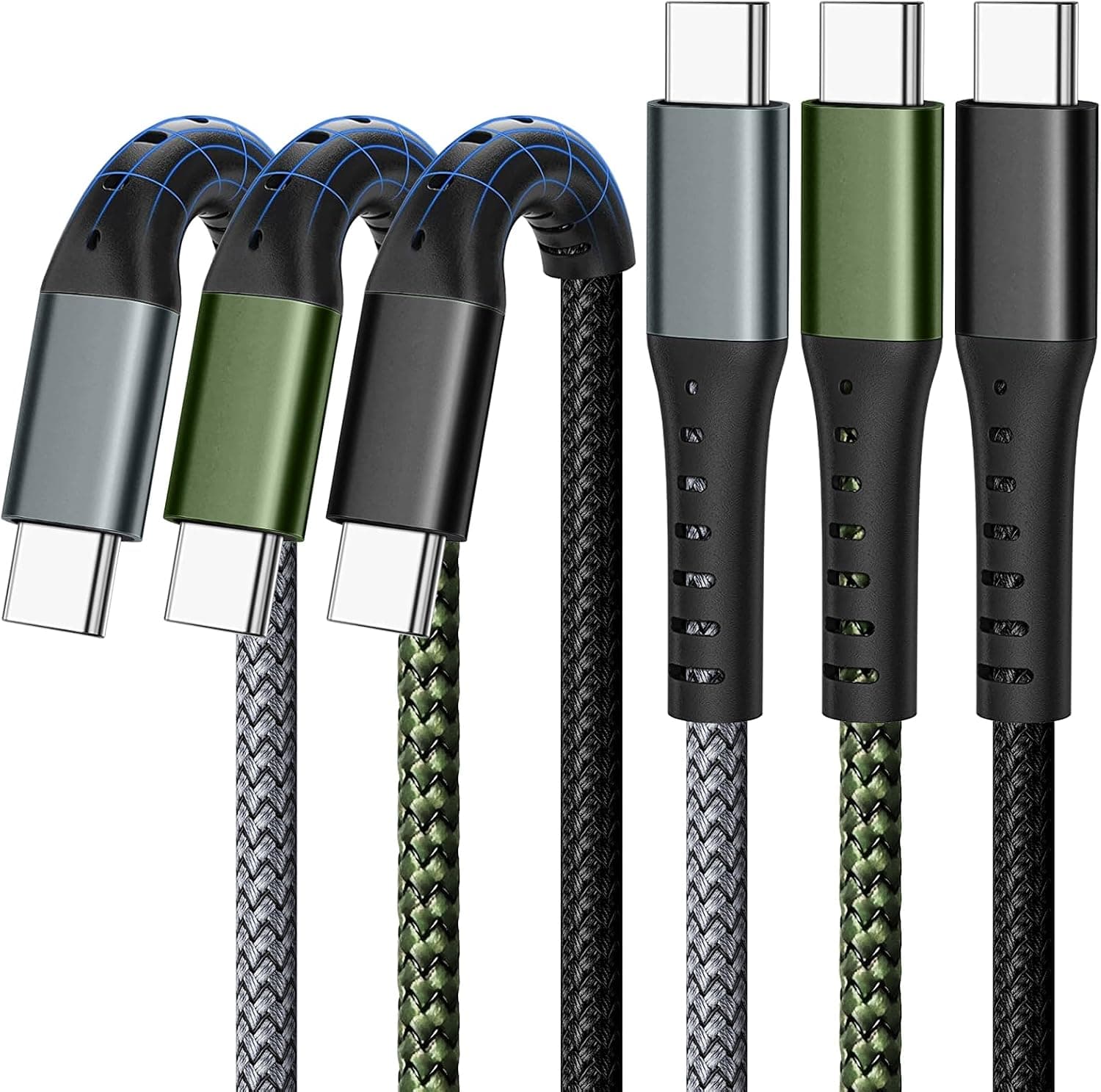USB-C to USB-C 60W 3ft Cable 3 Pack with Fast Charging Support, Durable Flexible Jacket, and Universal Device Compatibility for Phones and Laptops — 1 of 5