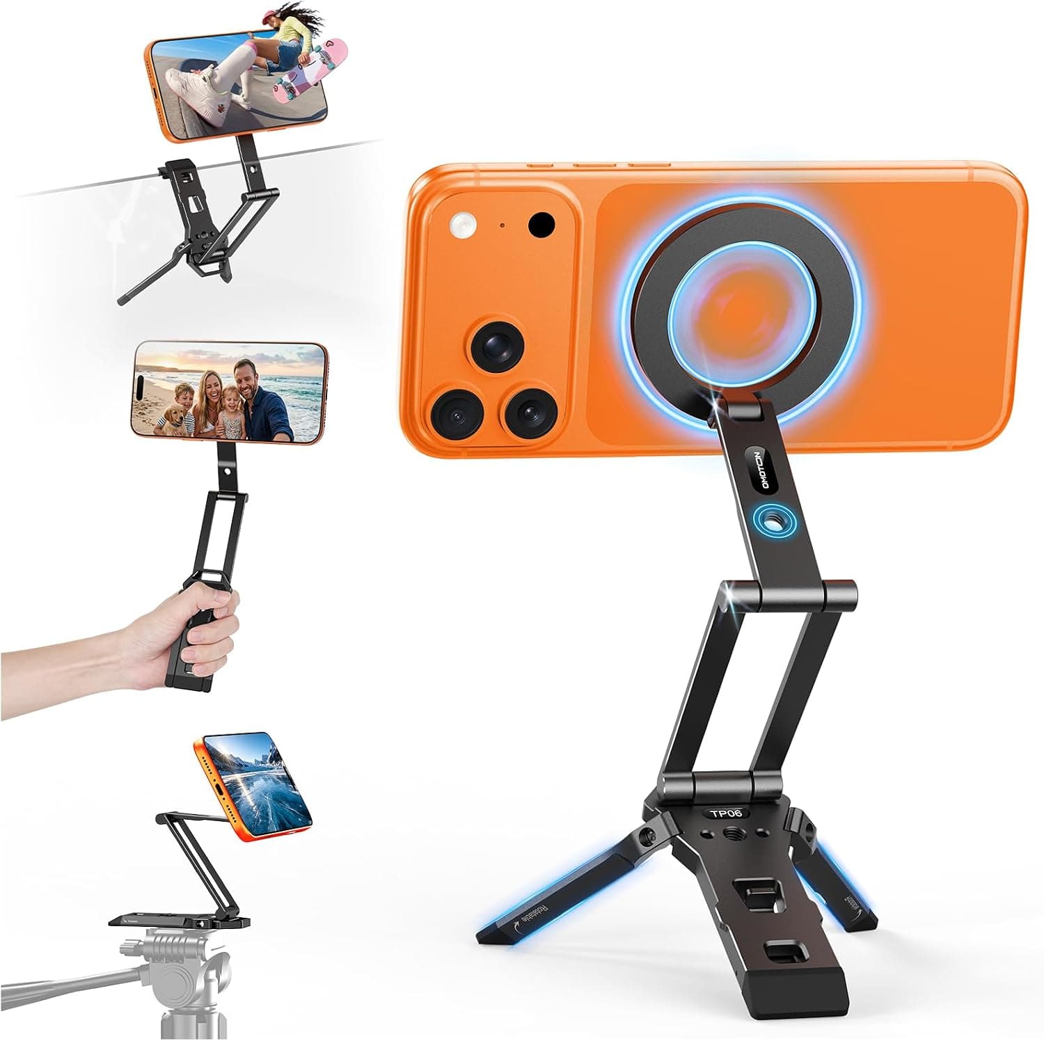 TP06-E Magnetic Phone Tripod with Strong Magnetic Stability, 3-Axis Flexible Positioning, Creator-Ready Expansion, and Versatile Multi-Mode Design — 1 of 4