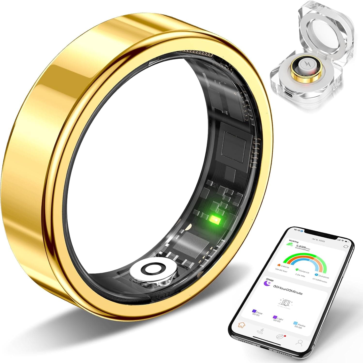 Smart Fitness and Sleep Tracking Ring with Continuous Health Monitoring, Step Counter, Heart Rate Sensor, Sleep Analysis and Long Battery Life — 1 of 5
