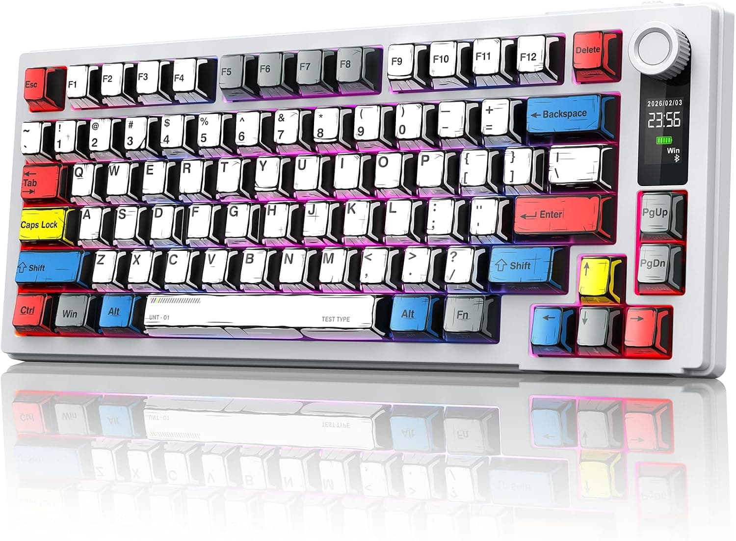 MOKURU 75% Wireless Mechanical Keyboard with Hot-Swappable Switches, Intelligent LCD Display, Volume Knob, RGB Lighting and 4000mAh Battery — 1 of 5
