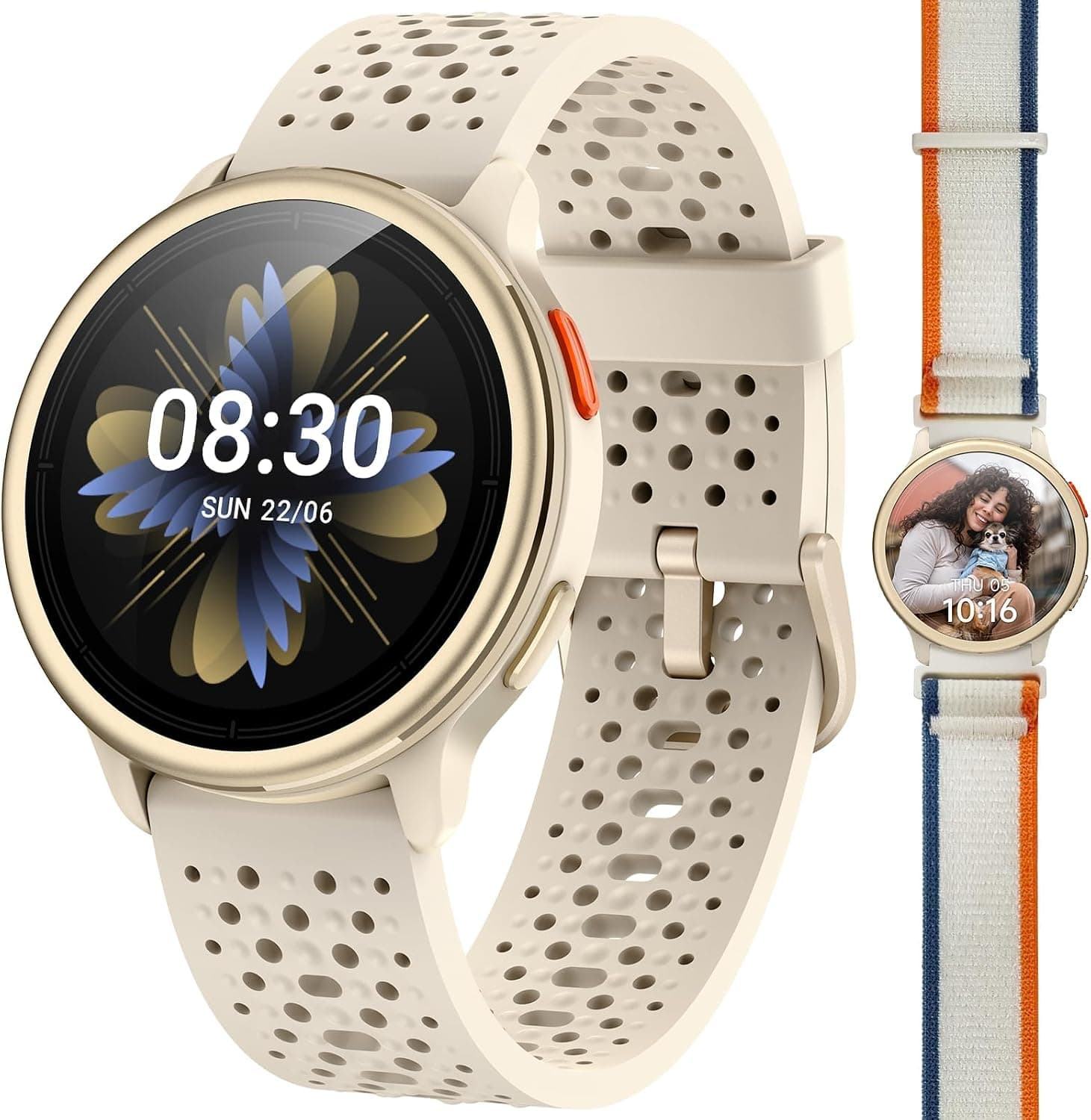 Quican Smart Watch with Ultra-HD Display, Bluetooth Calling, AI Voice Assistant, 24/7 Health Tracking, and 110+ Sports Modes with Two Interchangeable — 1 of 5