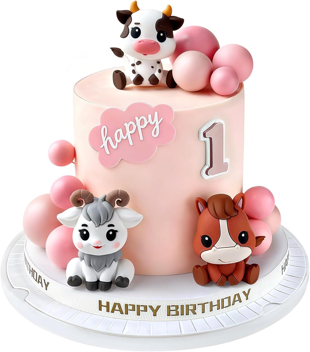 Farm Animals Cake Topper 14PCS Set with Detailed Barnyard Figurines, Cute Birthday Party Decorations, Cupcake Picks and Festive Celebration Supplies