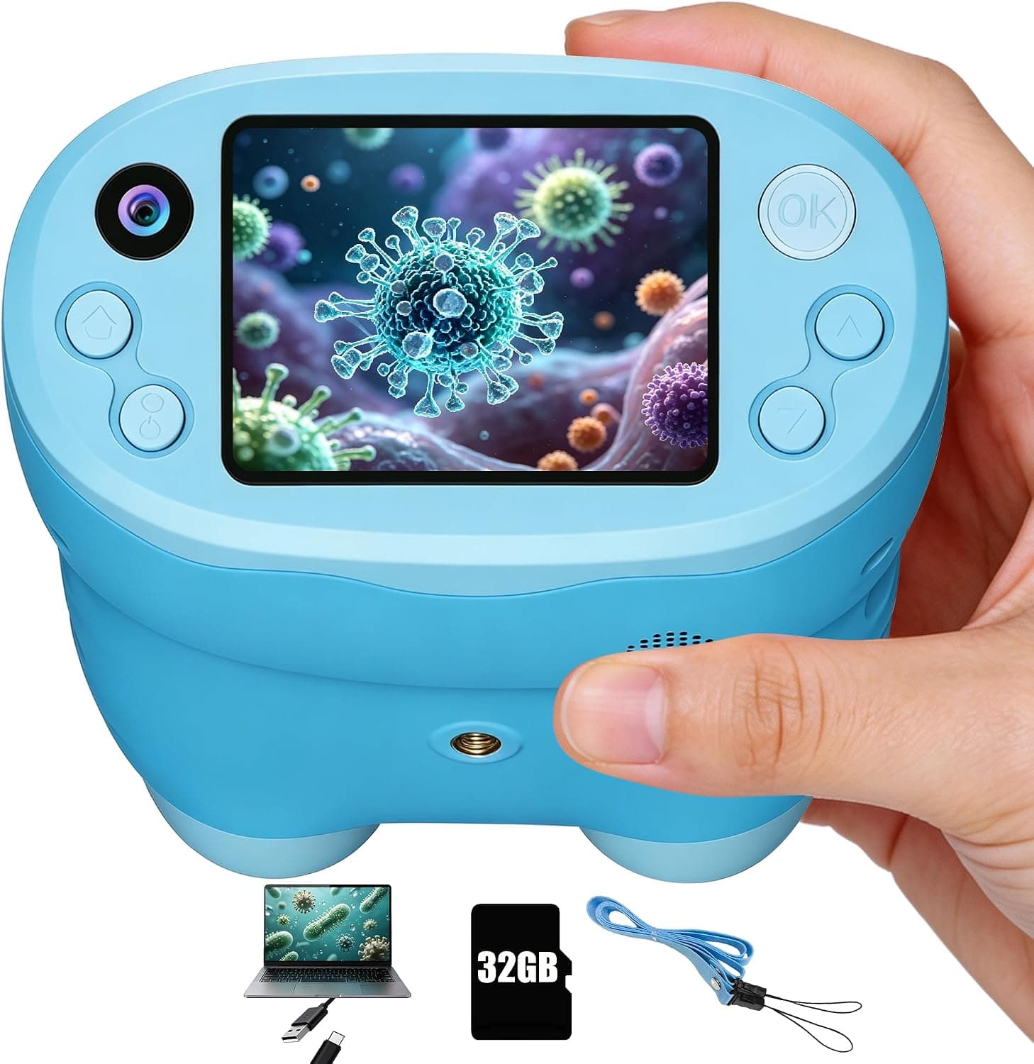 1000X Handheld Digital Microscope with 2.0 Inch IPS Screen, 32GB Storage Capacity, Rechargeable Battery, and Portable Magnification for Indoor and — 1 of 5