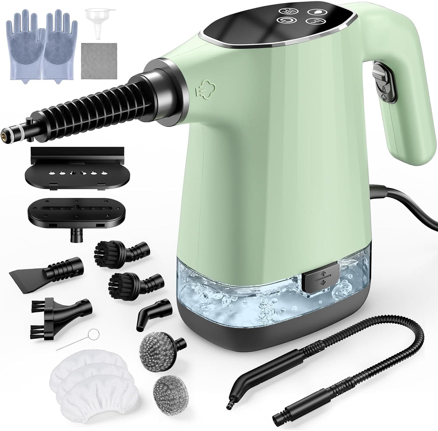 Multipurpose Handheld Steam Cleaner with 18-Piece Accessory Kit, Chemical-Free Deep Cleaning, Portable Design and Multi-Surface Sanitizing Power