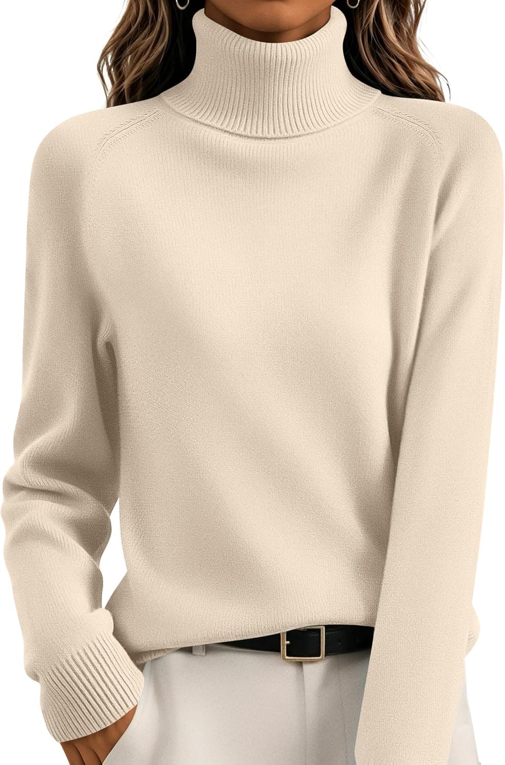 Womens Fall Turtleneck Sweater Top Cozy Long Sleeve Soft Knit Pullover Lightweight Casual Everyday Layering Essential for Chilly Autumn and Winter