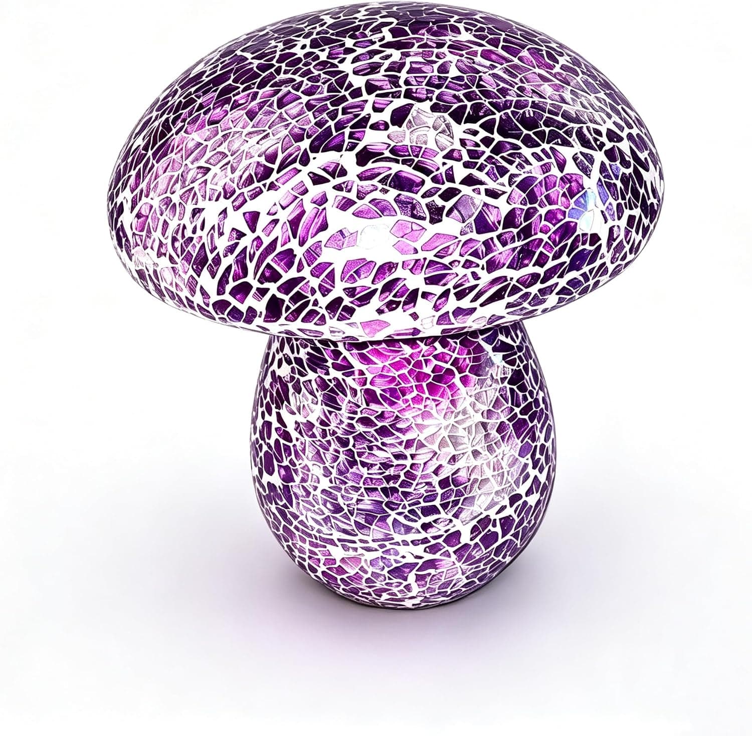 Mosaic Mushroom Table Lamp Hand-Spliced Stained Glass Art-Deco Lighting with Cordless Battery-Powered Operation for Indoor Desktop Nightstand Decor — 1 of 4