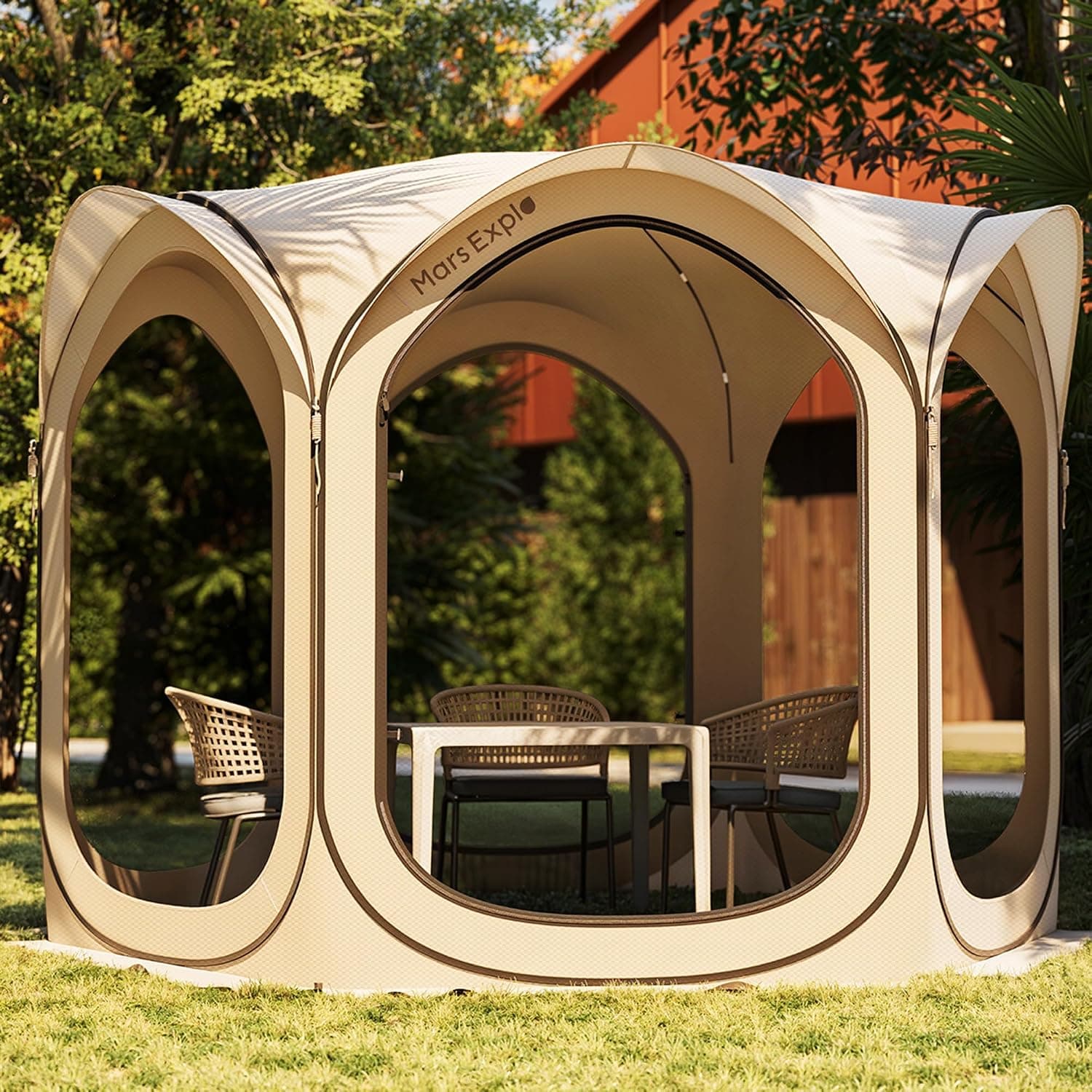 Screen Pop-Up House Room Tent 10x10 with Instant Setup, Spacious Interior, Mesh Walls and Weather-Resistant Outdoor Design for Patio and Yard