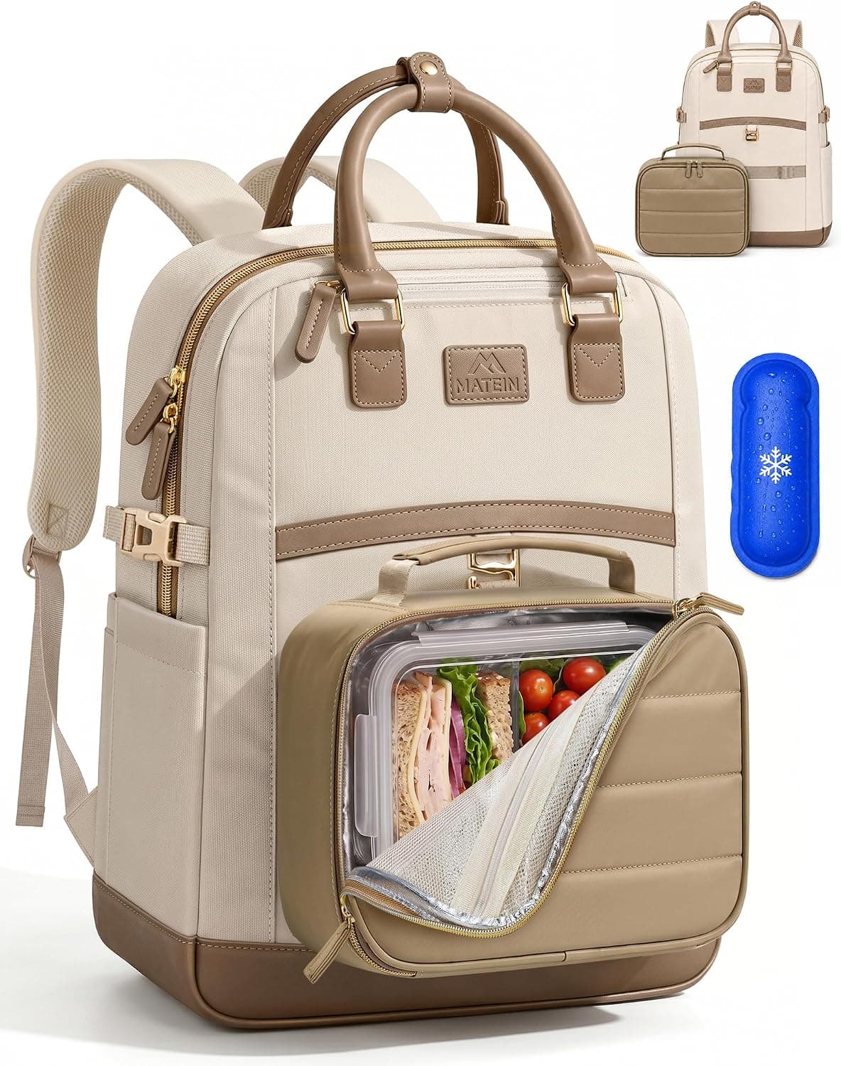 LunchBox Backpack for 15.6 Inch Laptops with Dual Compartment Food Storage, USB Charging Port, Water Resistant Fabric and Ergonomic Padded Straps — 1 of 5