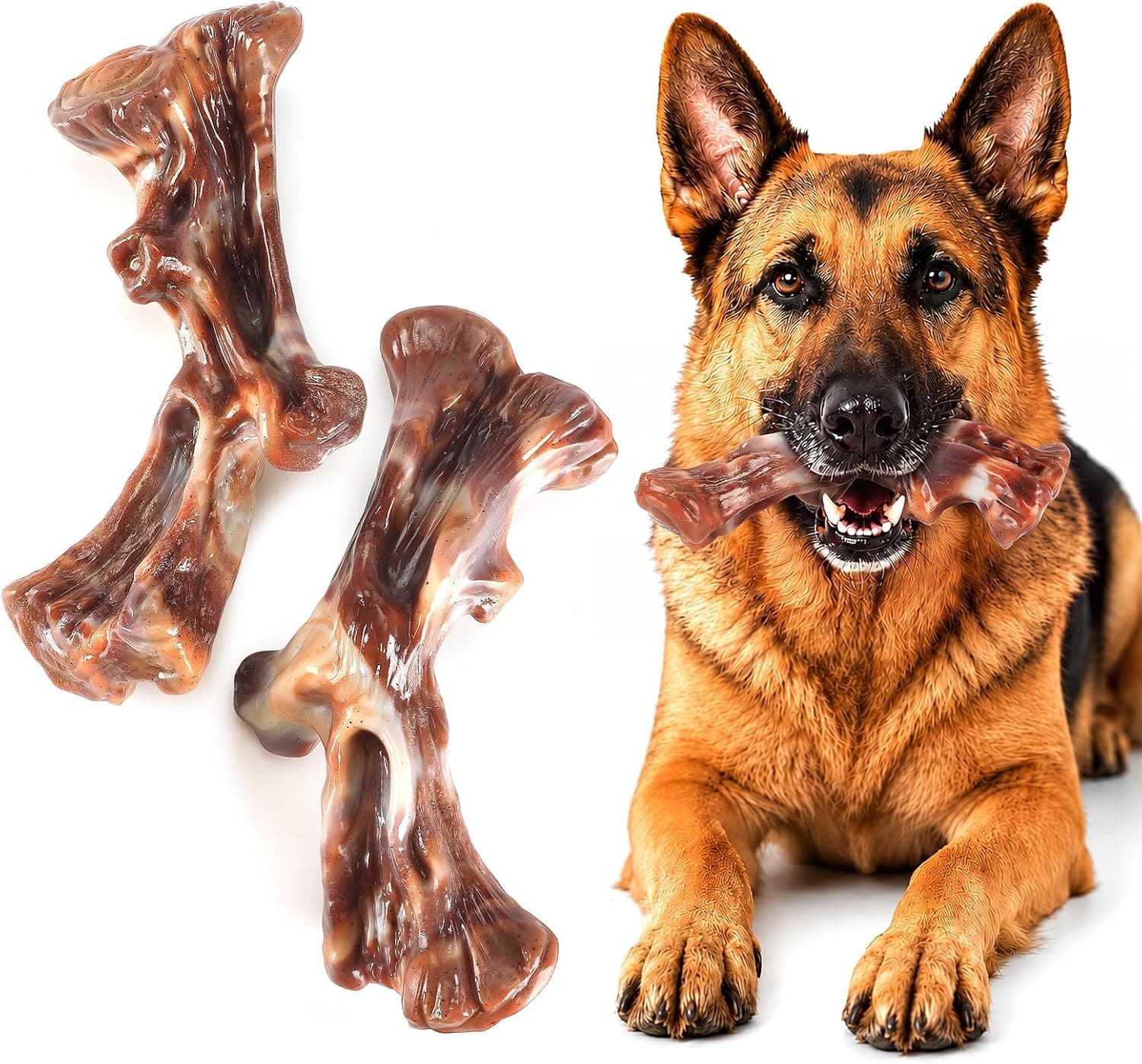 Beef and Bacon Flavored Tough Nylon Dog Bones 2 Pack Chew Toys with Long Lasting Durable Design for Aggressive Chewers and Small to Large Dogs