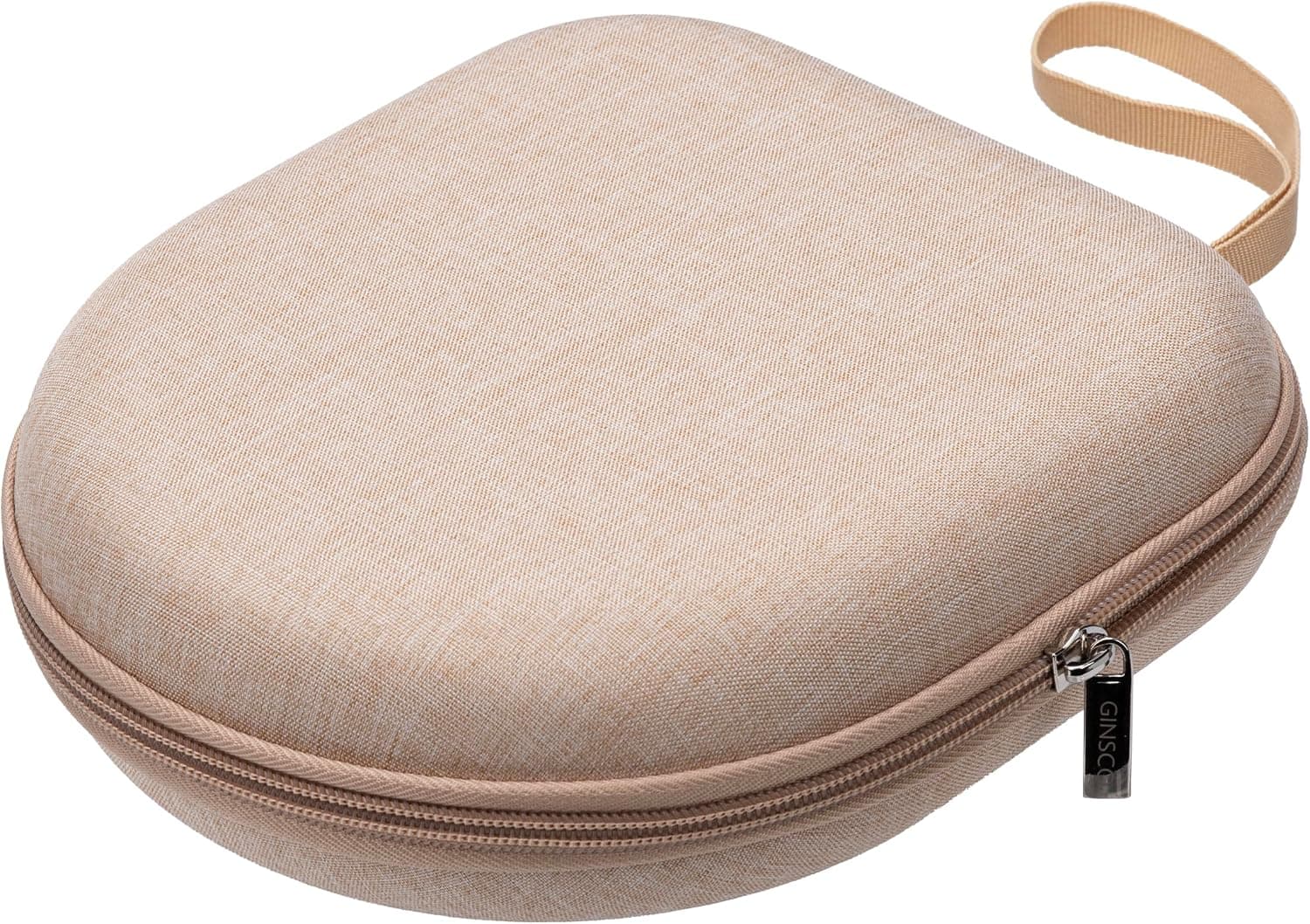 Universal Beige Headphone Case with Hard Shell Exterior, Soft Interior Lining, Accessory Pocket and Secure Zip Closure for Travel and Storage — 1 of 4