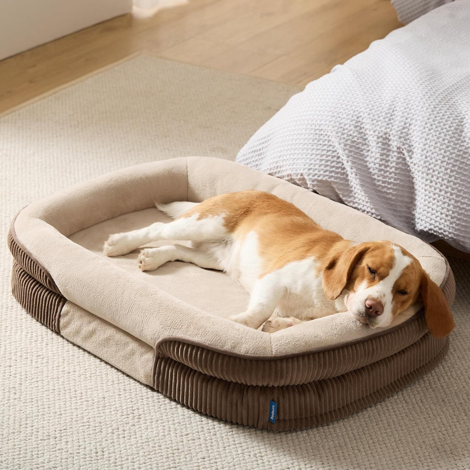 360-Degree Oval Bolster Orthopedic Dog Bed with 35-Inch Supportive Sleeping Surface, Plush Edge Cushioning and Premium Pressure-Relieving Foam — 1 of 5